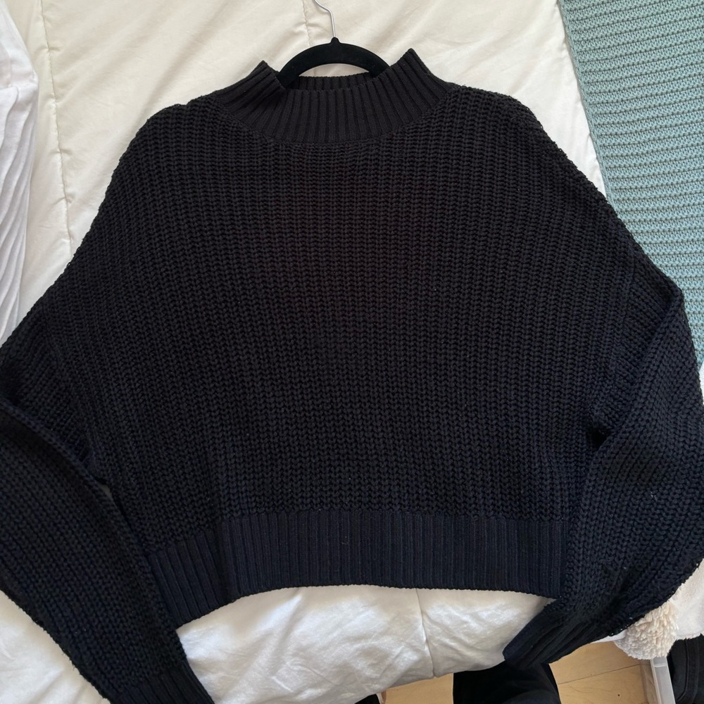 Black Turtleneck Knit Sweater